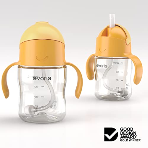 Evorie Tritan Weighted Straw Sippy Cup with Handles for Baby and