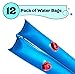 Buffalo Blizzard Blue 10 ft Long Double Chamber Water Bags | 12 Pack | 22-Gauge Heavy-Duty Vinyl Material | Secures Winter Cover to Rectangular Swimming Pools