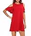 PrinStory New Women's Chiffon Cold Shoulder Sleeve Dress Red 14