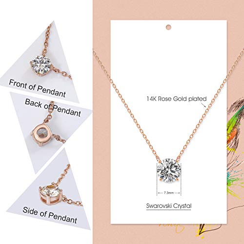 Women Crystal Pendant Necklace with Rose Gold Silver Chain Cubic Zircon Necklace for Sisters,Mom,Gift Box