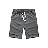 Leward Men's Casual Classic Fit Cotton Gym Short (L, Dark Grey)
