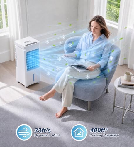 Portable Air Conditioners, 3 Wind Modes, 12 Speeds, 70° Oscillation, XL Water Tank, Evaporative Air Cooler, Swamp Cooler Air Conditioner Portable, Personal Air Conditioner Air Cooler for Bedroom Room