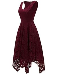 Meetjen vestido de encaje floral vintage con dobladillo asimétrico para cóctel