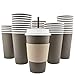 100 Pack - 16 Oz [8, 12, 20] [4 Colors] Disposable Hot Paper Coffee Cups, Lids, Sleeves, Stirring Straws - Mocha Brown