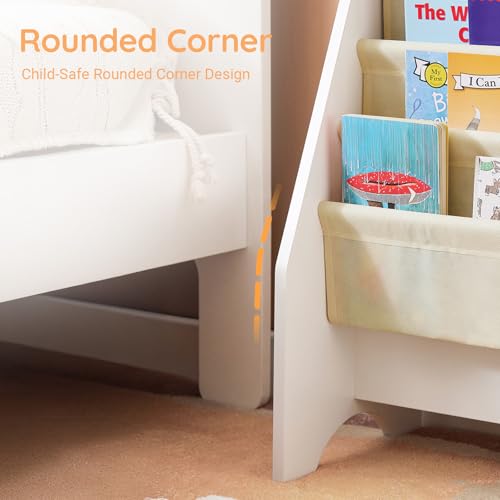 SoBuy Book Shelf Kids Book Stand Bookshelf Bookcase Storage Shelves Rack Toys Organizer For Kids Storage Display Holder رف كتب الأطفال رف كتب for Children's Room, Playroom, Nursery, FRG225-W