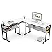 Tribesigns Modern L-Shaped Desk with Bookshelf, 67 inch Double Corner Computer Office Desk Workstation Drafting Drawing Table with Tiltable Tabletop for Home Office (White)