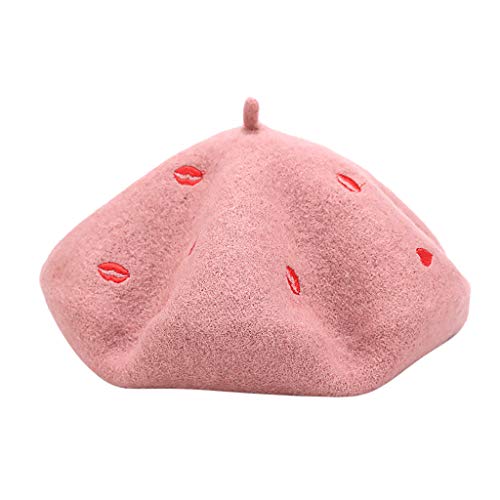 Women Beret Hat French Style Beret Beanie Cap Solid Color Winter Hat Love Pattern Embroidery Painter Hat