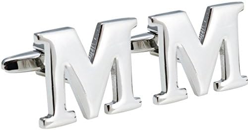 Casoty Jewelry Personalized Initial Alphabet Letter(M) Cufflinks in Gift Box