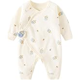 IADOER Newborn Romper Coming Home Outfit Unisex Cotton Pattern Button Jumpsuits for Infant Baby Boys Girls