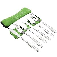 Pekky 6 Piece Travel Cutlery Set, Single Set of Silverware, 2 Zipper Bags, F