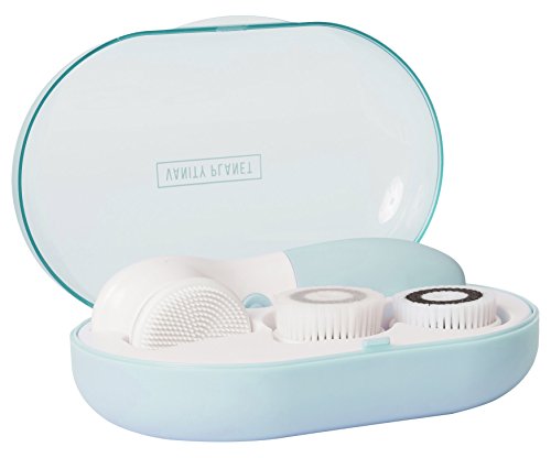 Vanity Planet Glowspin Spa Facial Brush Cleaning System - Gentle Exfoliator, Water-resistant - Suited for Sensitive Skin, Bombshell Blue (Best Skin Brush System)