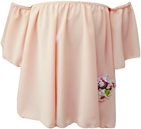 Big Girls Peach Flower Patch Off Shoulder Large Sleeve Blouse Top 8-14