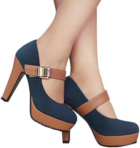 Memela Women's Ankle Strap Platform Pump Party Dress High Heel Ankle Boots Round Toe Casual Shoes