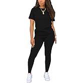Mrskoala Women Two Piece Outfits Summer Sweatsuits Matching Jogger Sets Tracksuit Blue L