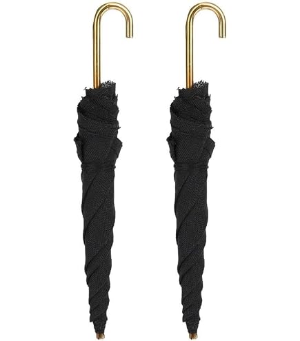 Sombrilla En Miniatura Para Casa De Muñecas – Paraguas Negro De Tela Y Metal – Escala 1:12 (8.5 Cm)