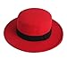 NE Norboe Women's Brim Fedora Wool Flat Top Hat Church Derby Bowknot Cap