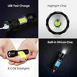 Wrrozz Led Flashlight Rechargeable USB Mini Torch