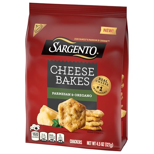 SARGENTO® CHEESE BAKES PARMESAN AND OREGANO CRACKERS, CHEESE CRACKERS, LUNCH SNACKS, 4.5 OZ