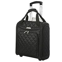 Aerolite Carry On Under Seat Wheeled Trolley Luggage Bag for American Airlines, Delta and South West, Black