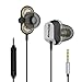 Reacher Heavy Bass in-Ear Headphones with Microphone, Earbuds with Volume Control, High Definition Dual Dynamic Driver Earphone, for iPhone and Android Smartphones