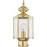 Livex Lighting Lantern 2117-02 Outdoor Post with Clear Beveled Glass Shades, Polished Brass