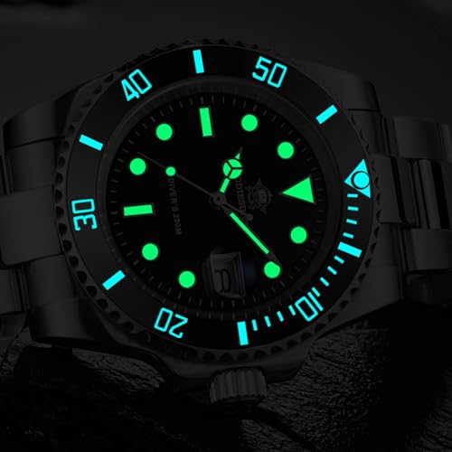 ADDIESDIVE Quartz Dive Watch for Men Diver 200M Steel Strap Luminous Multicolors Dial Black Blue Green Grey Red