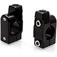 MZS Motorcycle Handlebar Mirror Mount Clamp, Aluminum 7/8 Handlebar Clamps 10MM Thread Holder Black for Motorbike Street Bike ATV Snowmobile Scooter Moped