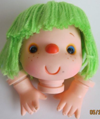 WESTRIM Crafts PACK of 1 Vinyl DOLL HEAD &amp; HANDS Set w 3-1/4" HEAD w Freckles &amp; GREEN Color 'YARN' HAIR
