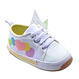 Kuner Baby Girls White Canvas Rubber Sole Sweet Sneaker Outdoor First Walkers Shoes