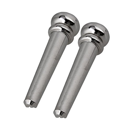 6 Pieces Guitar Bridge Pins, Brass Pin Acoustic Guitar Strings Nail Pegs Fixed Cone, Replacement Parts for Acoustic Folk Guitar (Silver)