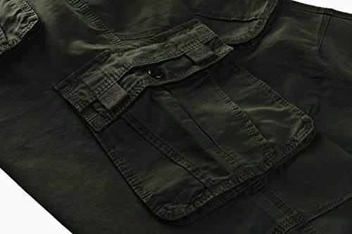 EKLENTSON Men's Work Pants Straight-Fit Outdoor Tactical Cargo Big and Tall Army Green - Thumbnail 5