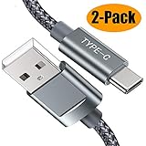 USB Type C Cable,Snowkids USB C Cable 6.6FT(2 Pack) Nylon Braided High Speed Cord USB Type A to C Fast Charger for Samsung Galaxy S10 S9 Note 10 9,Moto Z,LG V20 G5,Google Pixel 2XL,OnePlus 5 3T(Grey)