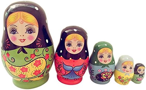 Metyere 5 Layers Nesting Dolls Wood Panda Penguin Bear Girl Dolphin Hand-painted Russian Doll Matryoshka Toy Home Decor Kid Gift