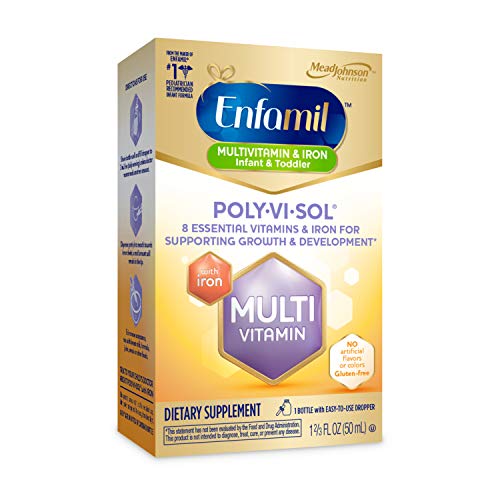 enfamil poly-vi-sol con gotas de suplemento multivitamínico de hierro para bebés y niños pequeños, frasco cuentagotas de 50 ml 