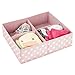 mDesign Soft Fabric Dresser Drawer and Closet Storage Organizer, 4 Section Divided Bin for Child/Kids Room, Nursery, Playroom, Bedroom - Fun Polka Dot Print, 2 Pack - Pink/White