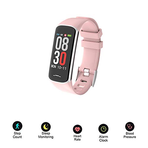 Fitness Tracker Watch,MeiLiio Waterproof Heart Rate Bluetooth Wristband with Blood Pressure,Activity Tracking,Sleep Monitoring,Pedometer,Step Calorie Counter Smart Bracelet for Android and iOS,Pink