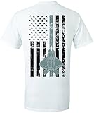 United States Air Force U.S.A.F. Thin Silver Line T-Shirt Tee (Large, White)