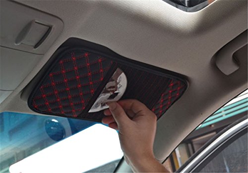 BININBOX Auto Car Sun Visor Organizer Pouch Bag Card Storage CD DVD Disk Holder Multi-Purpose Folder Pocket 9 Capacity (Red)