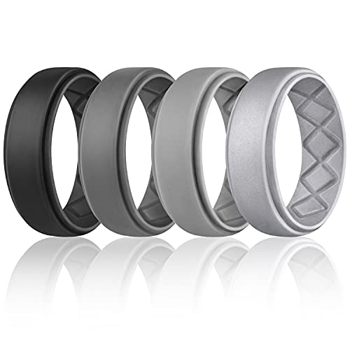 Oura Ring Egnaro Silicone Wedding Bands For Men 4-Pack Comfort - Technical View