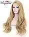 K'ryssma Natural Looking Ash Blonde Glueless Lace Front Wig Long Wavy Half Hand Tied Replacement Synthetic Hair Full Wigs Heat Resistant For Women 24 Inches