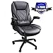 Executive Office Chairs - High Back Racing Style Task Chair - Adjustable Computer Desk Chairs with Lumbar Support, Leather Black for Office Room Decor (284-BLACK)
