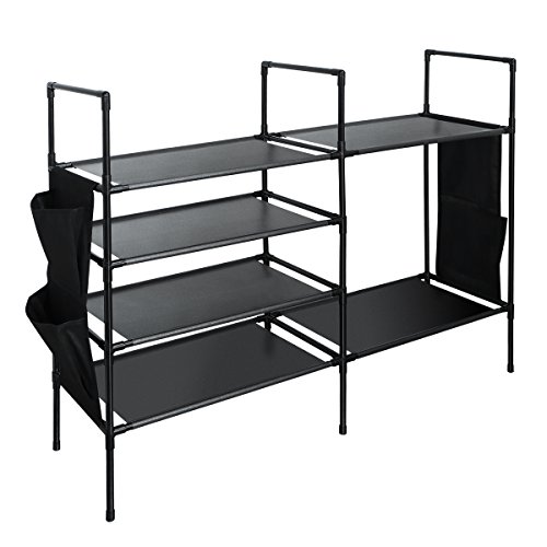 HOMEMAXS Shoe Rack, 4 Tiers Non-woven Fabric Shoes Storage Organizer 106 x 30 x 85 cm