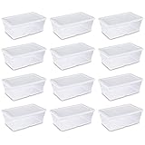 12 boxes set Sterilite 6 Quart Storage Tote Shoe Box Containers Clear Closet Tub