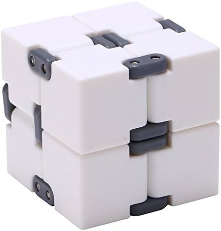 EDC Fidgeter White Infinity Cube Fidget Toy. Fidget Cube Stress Toy. Prime Quality Cool Quiet Fidgeters Gadget. Perfect Office Toy, Desk Toy &amp; Stress Relief Cube for Kids and Adults.