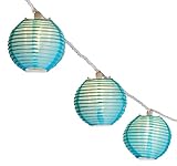 Oriental Lantern Outdoor Indoor String Lights 11 Feet Length 10 Lights, Blue