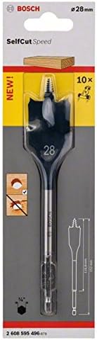 Bosch 2608595496 28 x 152 mm Hex Shank Self-Cut Speed Flat Drill Bit, grey/black, diameter 28,00 mm