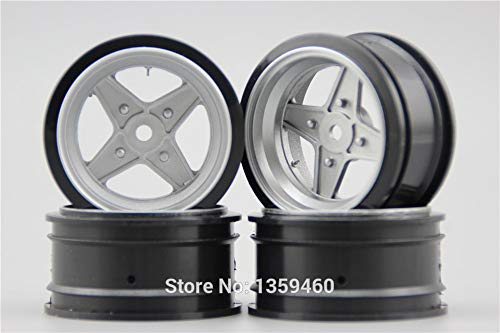 Wincom Dishman Accessories 4Pcs 1/10 Touring&Drift Wheel Rim Classic3S(Painting Silver) 6Mm Offset Fits for 1:10 Touring&Drift Car 1/10 Rim 11108