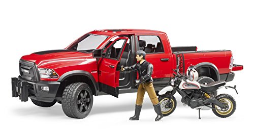 bruder 02502 - RAM 2500 Power Wagon mit Ducati Desert Sled & Fahrer - 1:16 Pick-up Geländewagen Pritschenwagen Auto Jeep Motorrad Fahrzeug Spielzeug-Figur – Bild 6