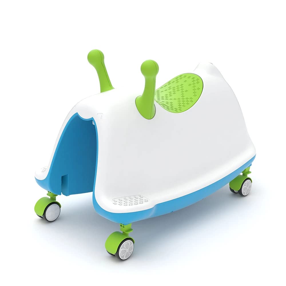 Chillafish Trackie 4-in-1 Rocker, Walker, Ride-on & Play Train, for Kids 1-5 Years, with Adjustable seat Height, Silent Non-Marking 360° Swivel Wheels, Lime Blue, CPTR01LIM