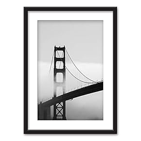 Framed City View Art in Black Picture Frames White Matting